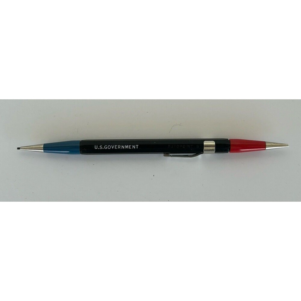 Vintage Autopoint Twin Point Mechanical Pencil Red Blue U.S. Government